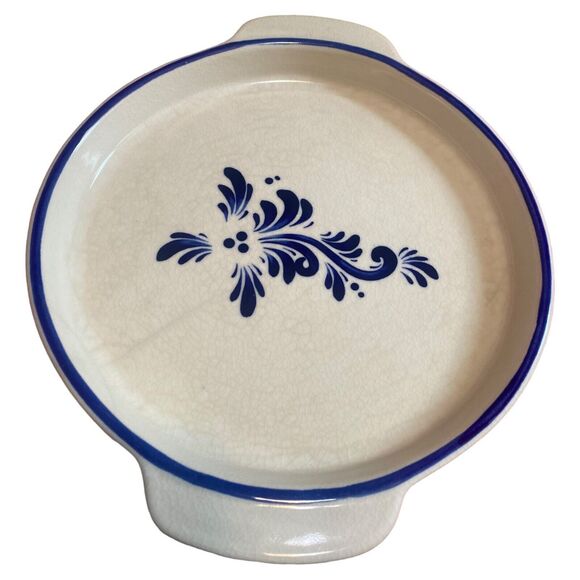 Deltis Portugal Blue & White Stoneware Dish 8.5” Pottery Bakeware Floral Design - Picture 8 of 14
